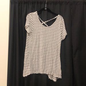 Striped target t shirt, long with crossed back